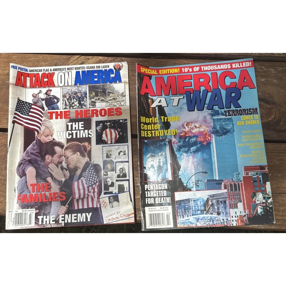 9/11 Tribute Mags America at War & Attack on America Twin Towers WTC 2001